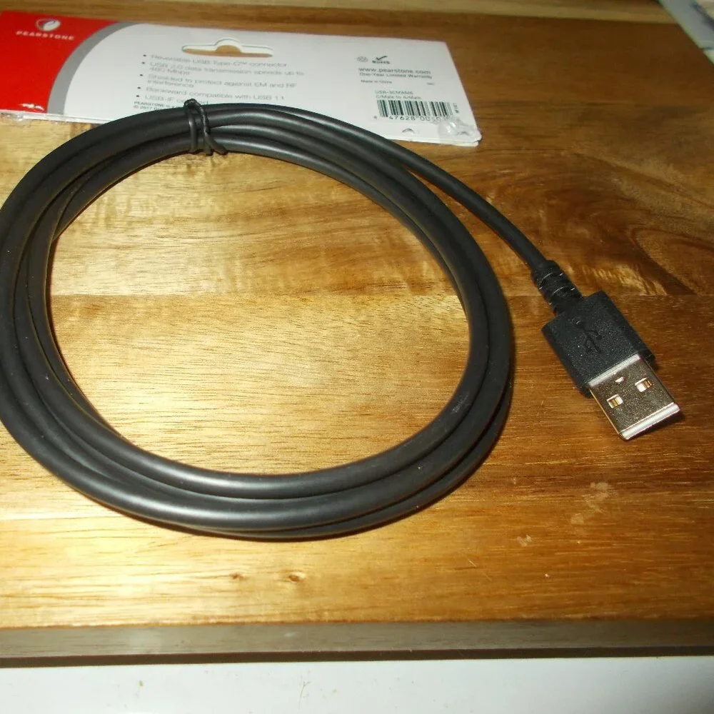 Pearstone Hi Speed 6 Foot Cable USB-C Male To USB-A Male PREOWNED- WORKS